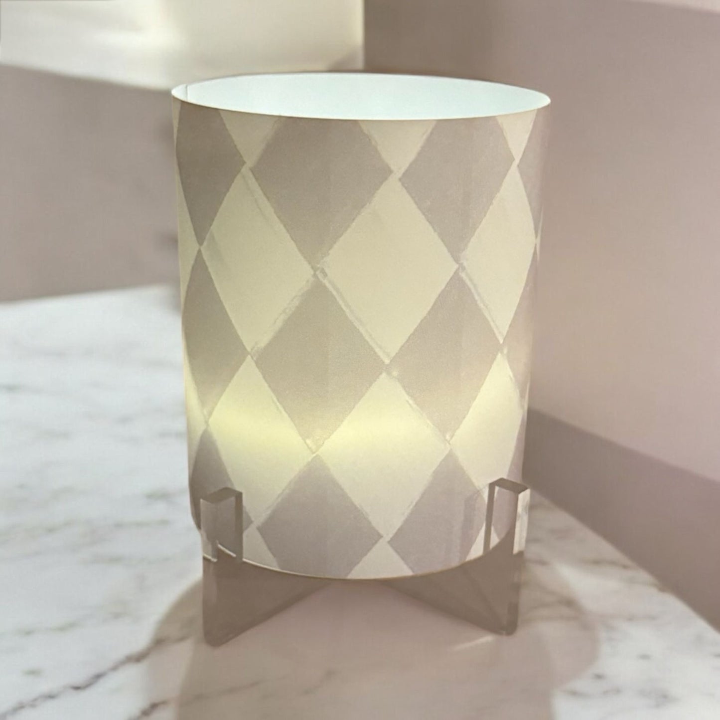 Harlequin Gray LED Hurricane Table Lamp