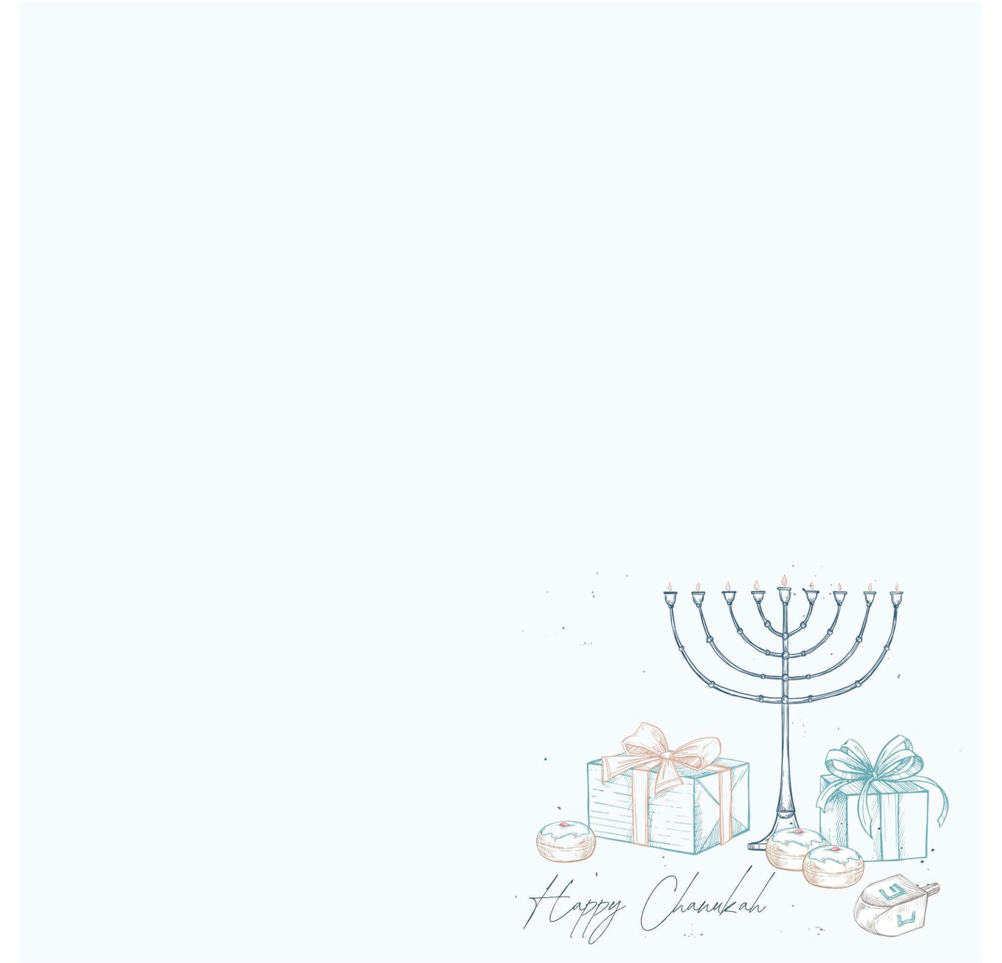 Pastel Drawn Menorah - Charger - (SQUARE)