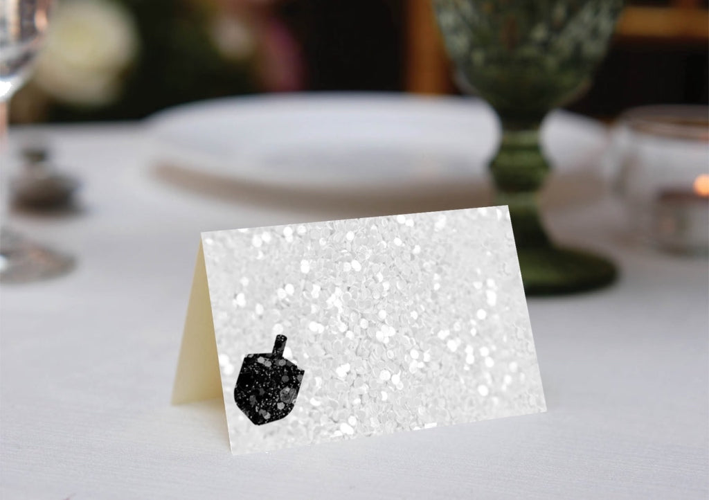 Checkered Dreidel Place Cards
