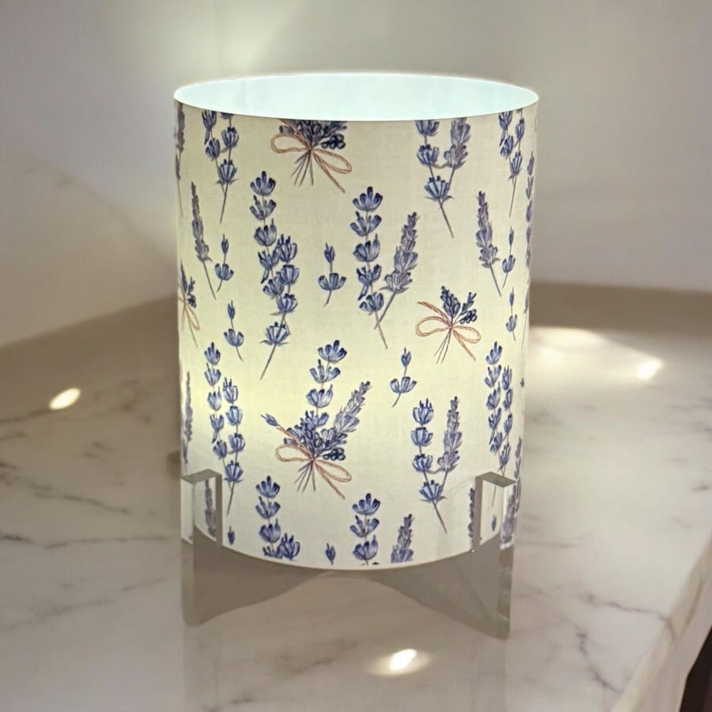 Lavender Linen LED Hurricane Table Lamp
