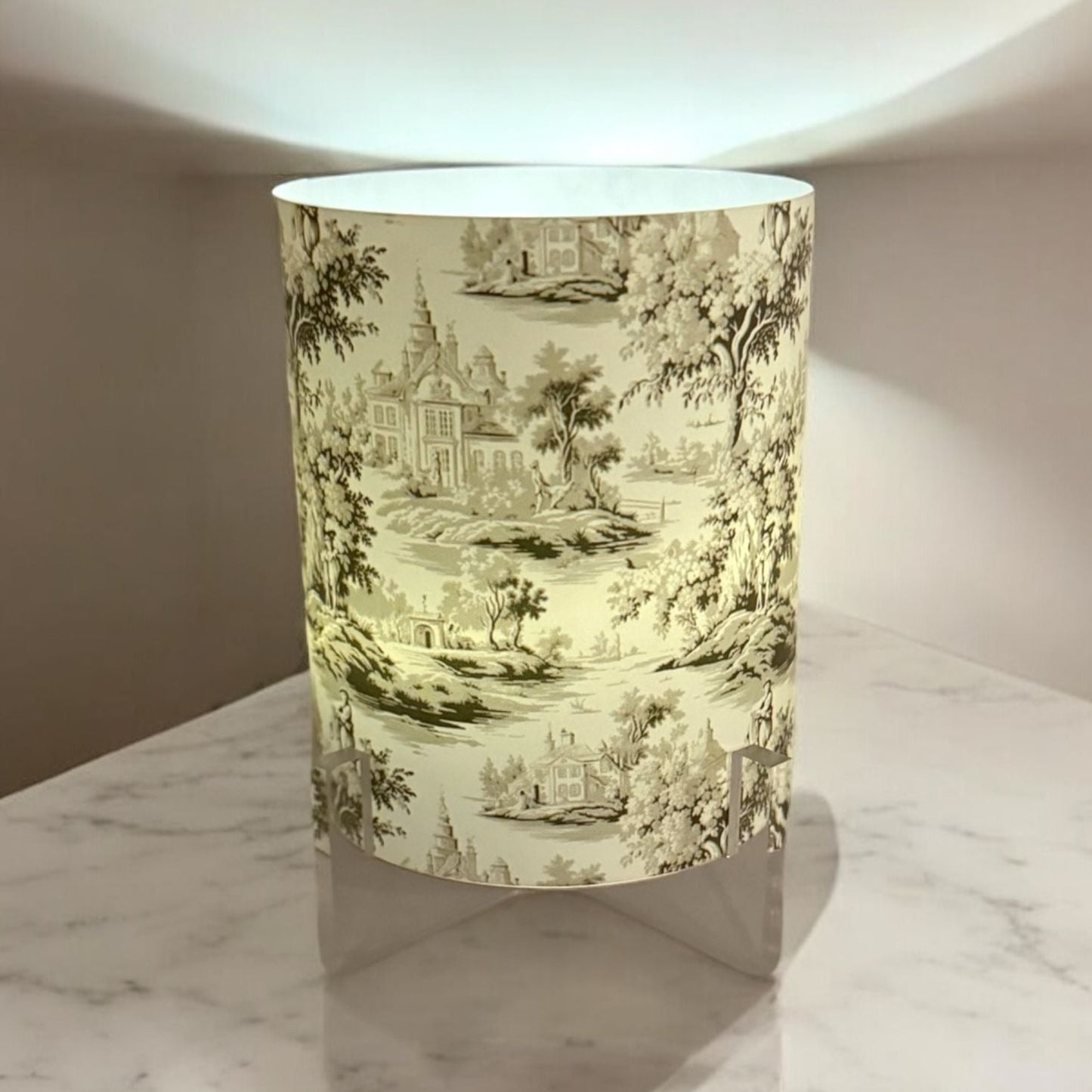 Green Toile LED Hurricane Table Lamp