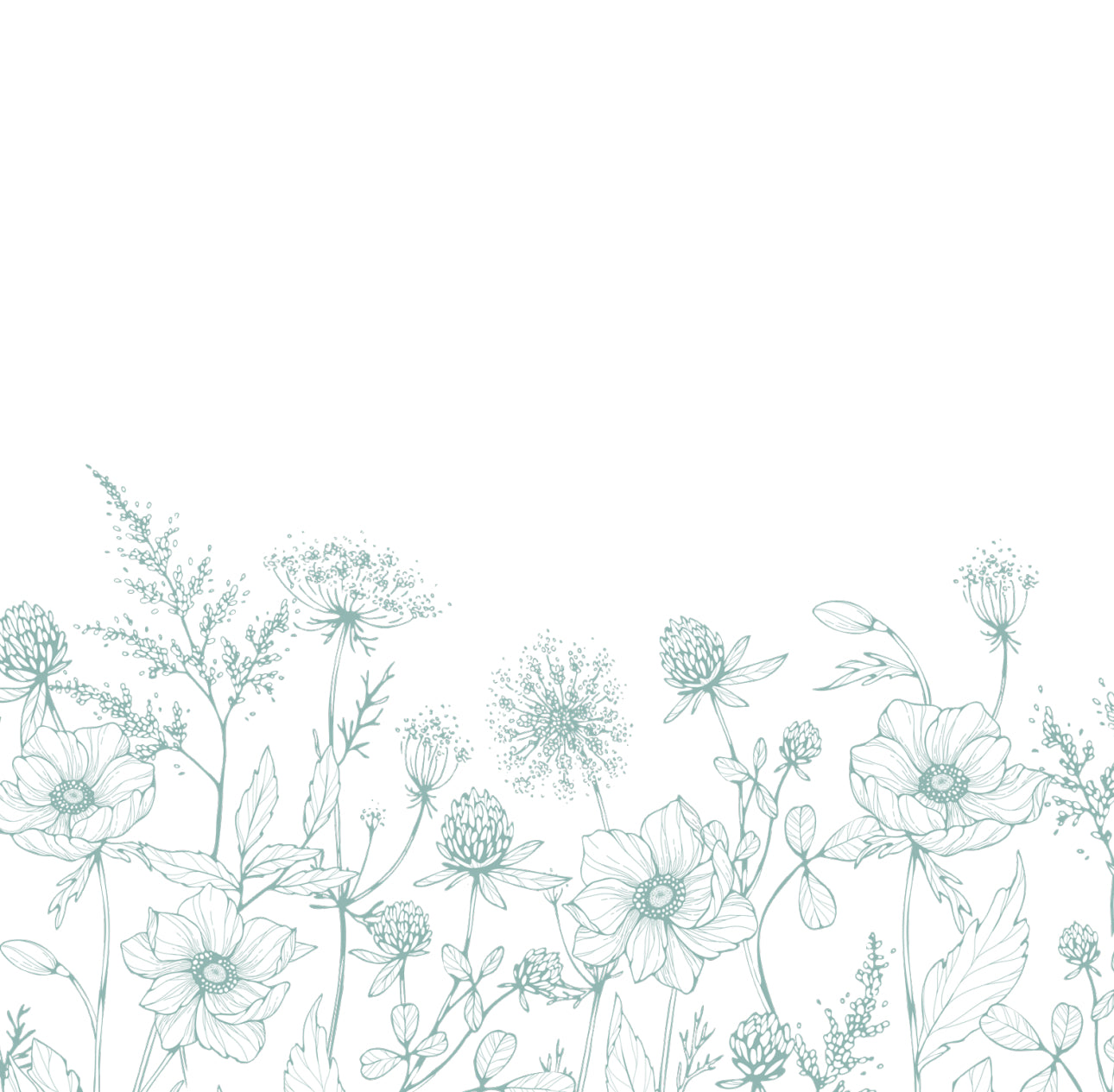 Teal Wildflower Cocktail Napkin