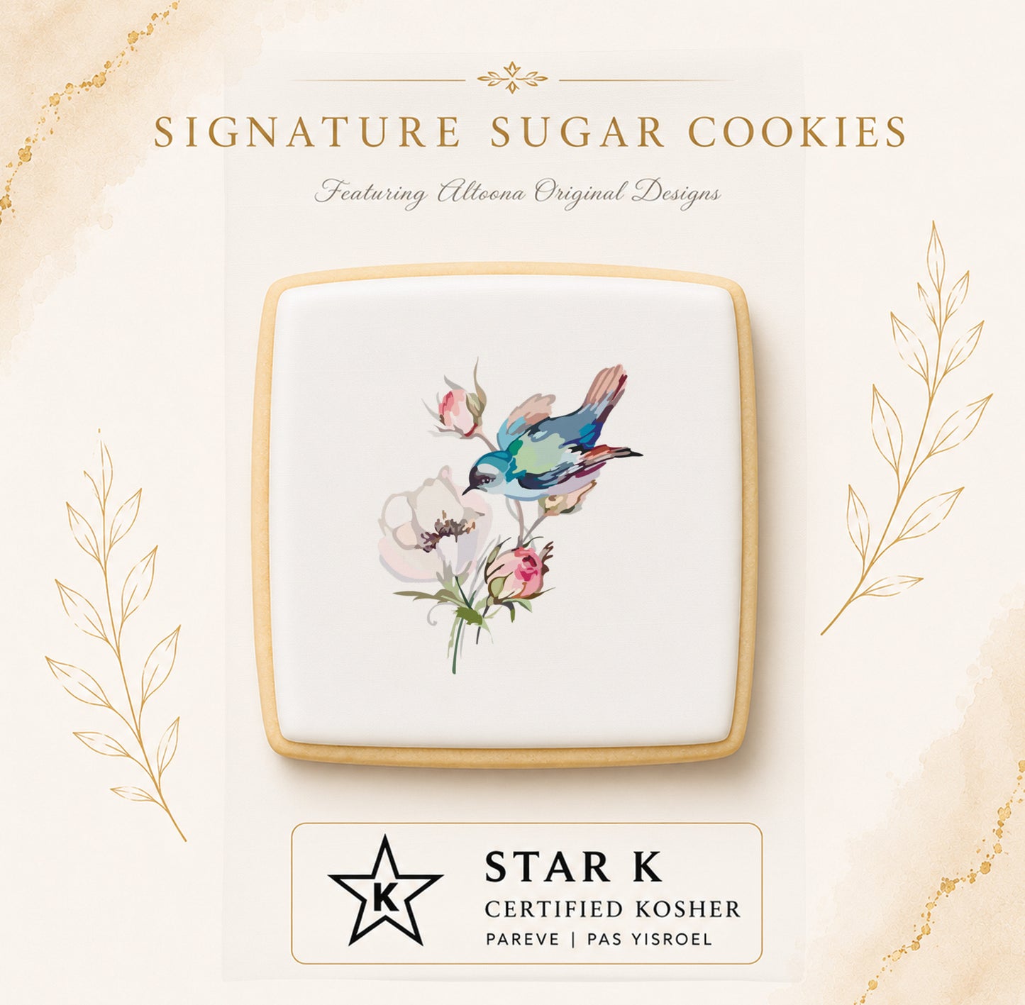 Bird Floral Cookie | 12 Pack | Free Shipping