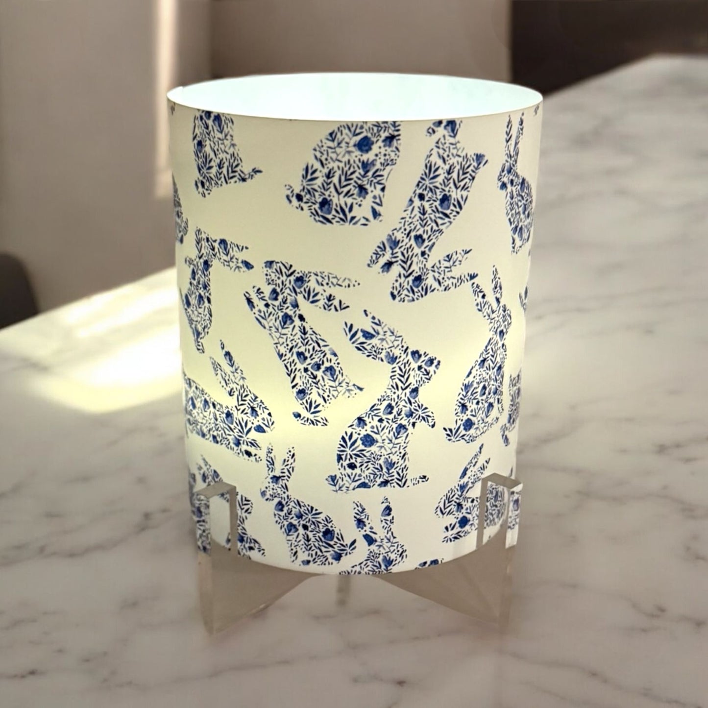 Blue Bunny LED Hurricane Table Lamp