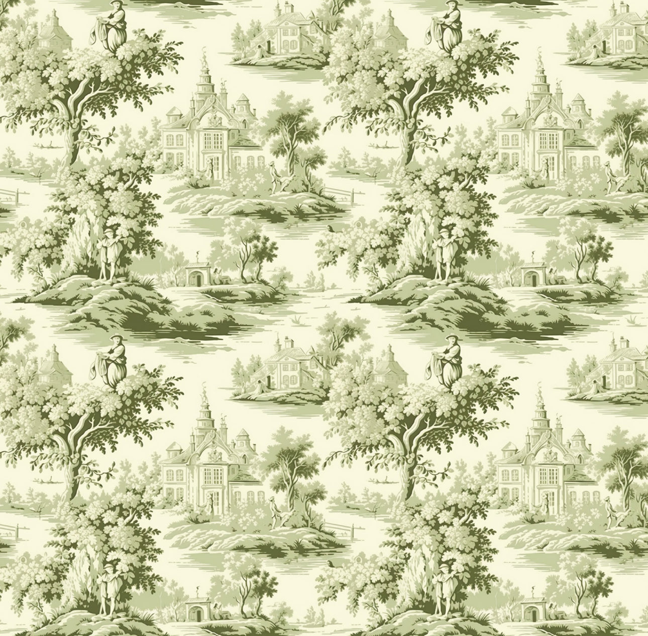 Green Toile Cocktail Napkin