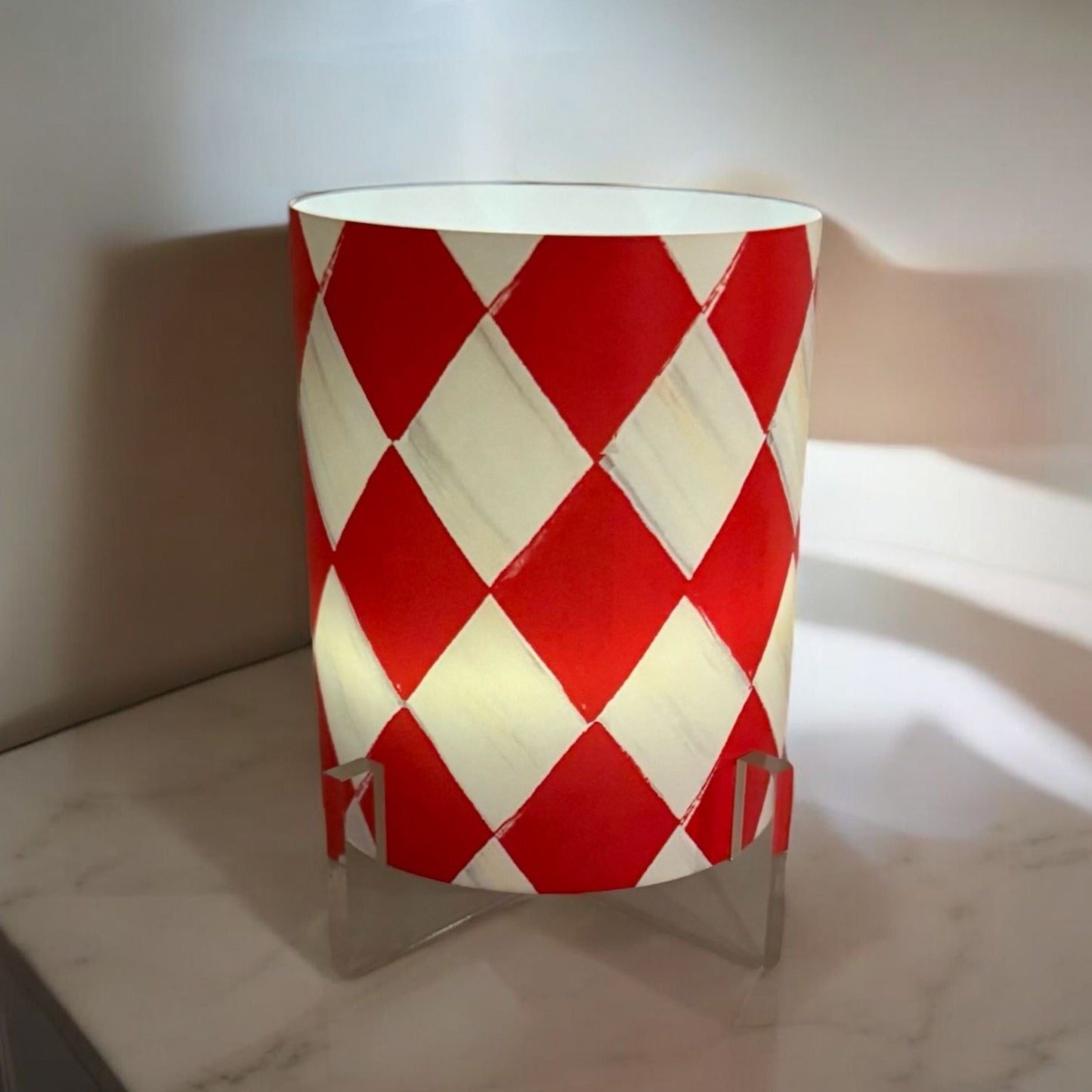 Harlequin Red LED Hurricane Table Lamp