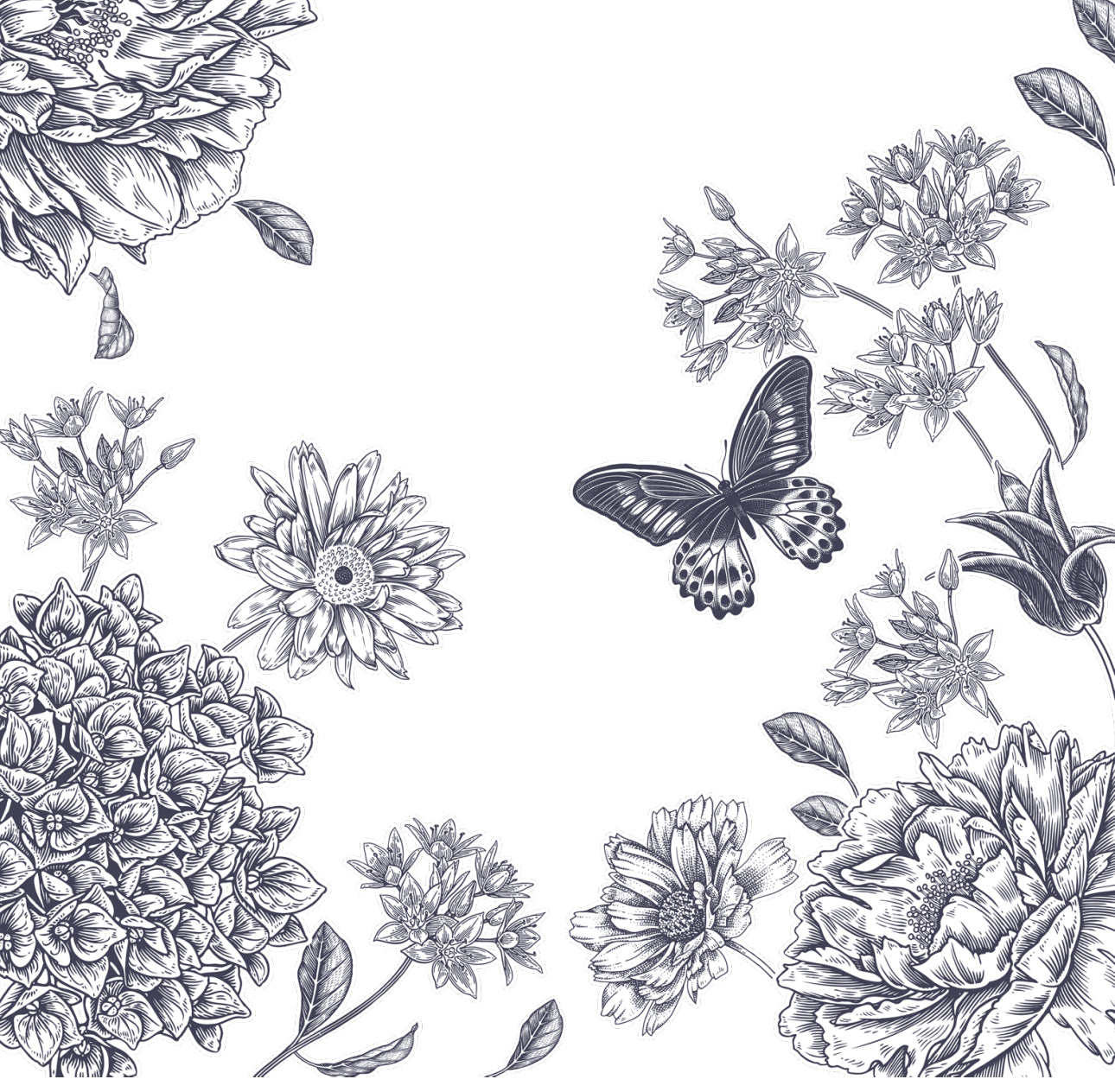 Dragonfly Toile Black Cocktail Napkin