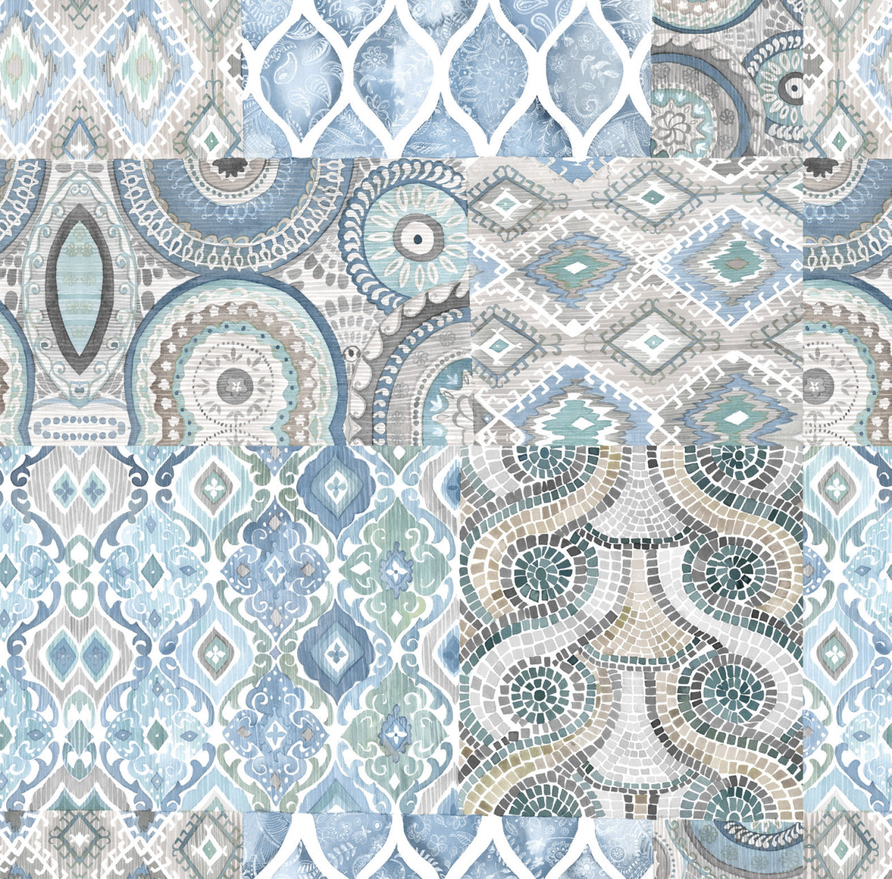 Blue Mosaic Cocktail Napkin