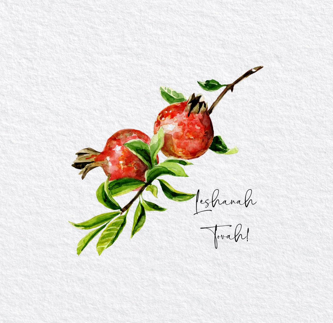 Pomegranate Watercolor (English) Cocktail Napkin