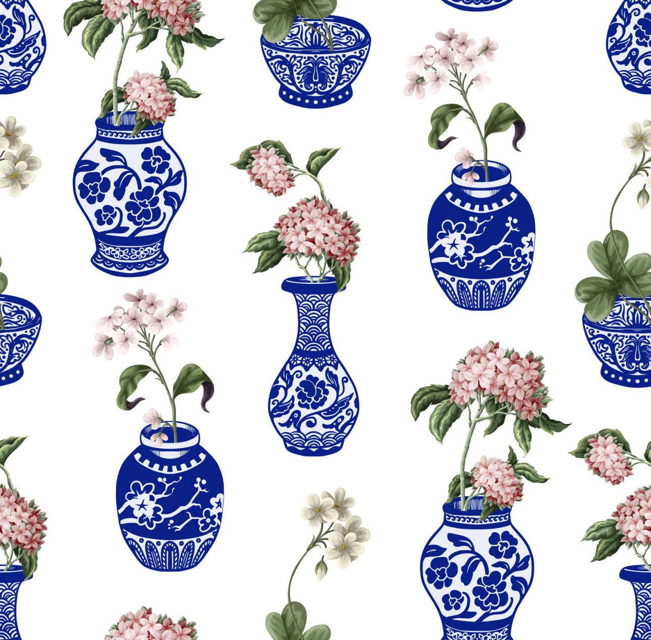Chinoserie Hydrangeas Cocktail Napkin