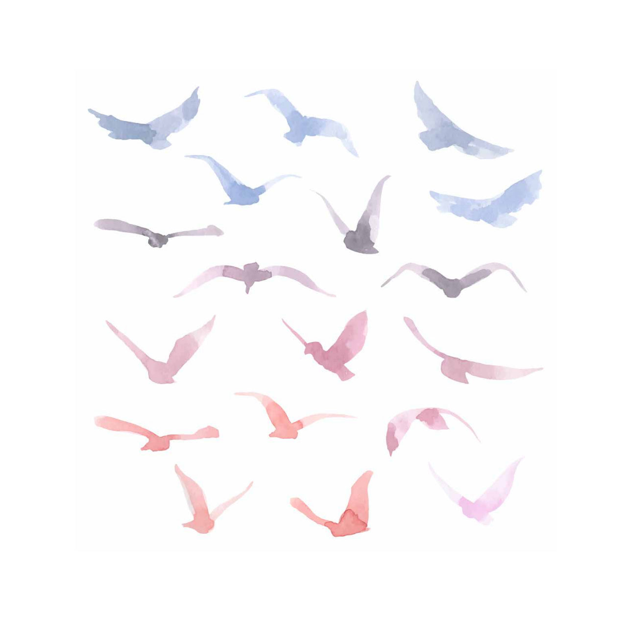Watercolor Flock Cocktail Napkin