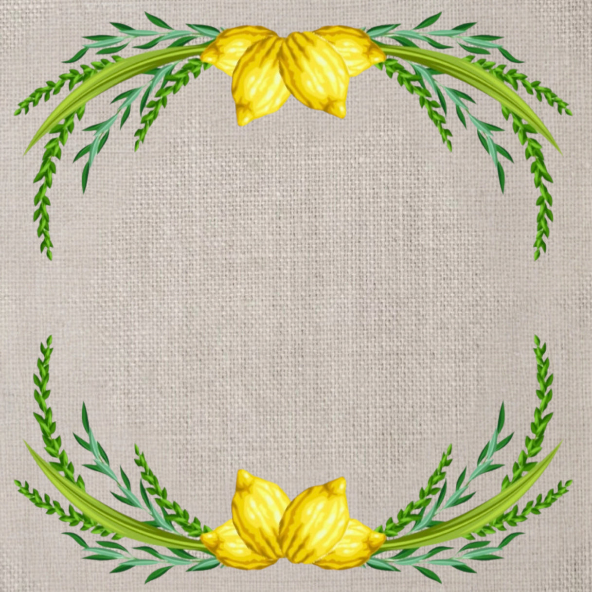 Burlap Lulav Wreath Charger - (SQUARE)