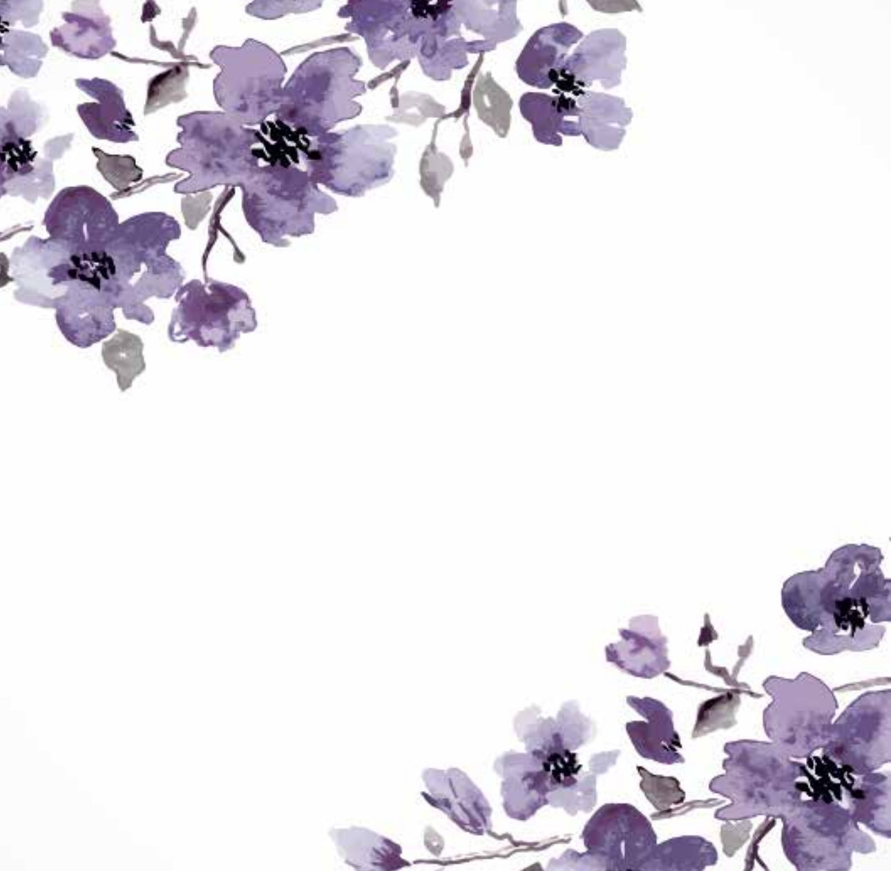 Purple Watercolor Floral Corner Cocktail Napkin