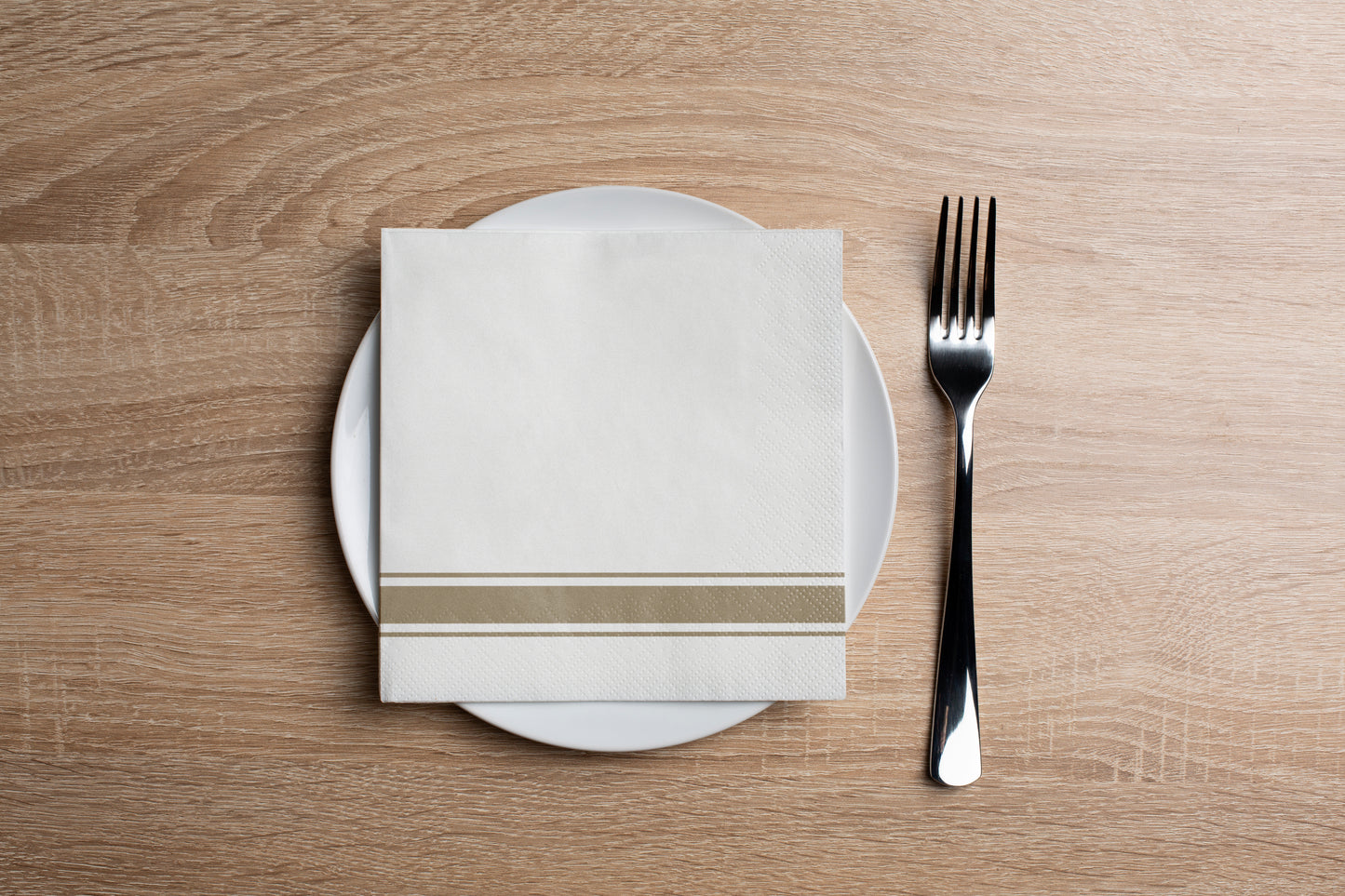 Elegant Stripe Gold Cocktail Napkin