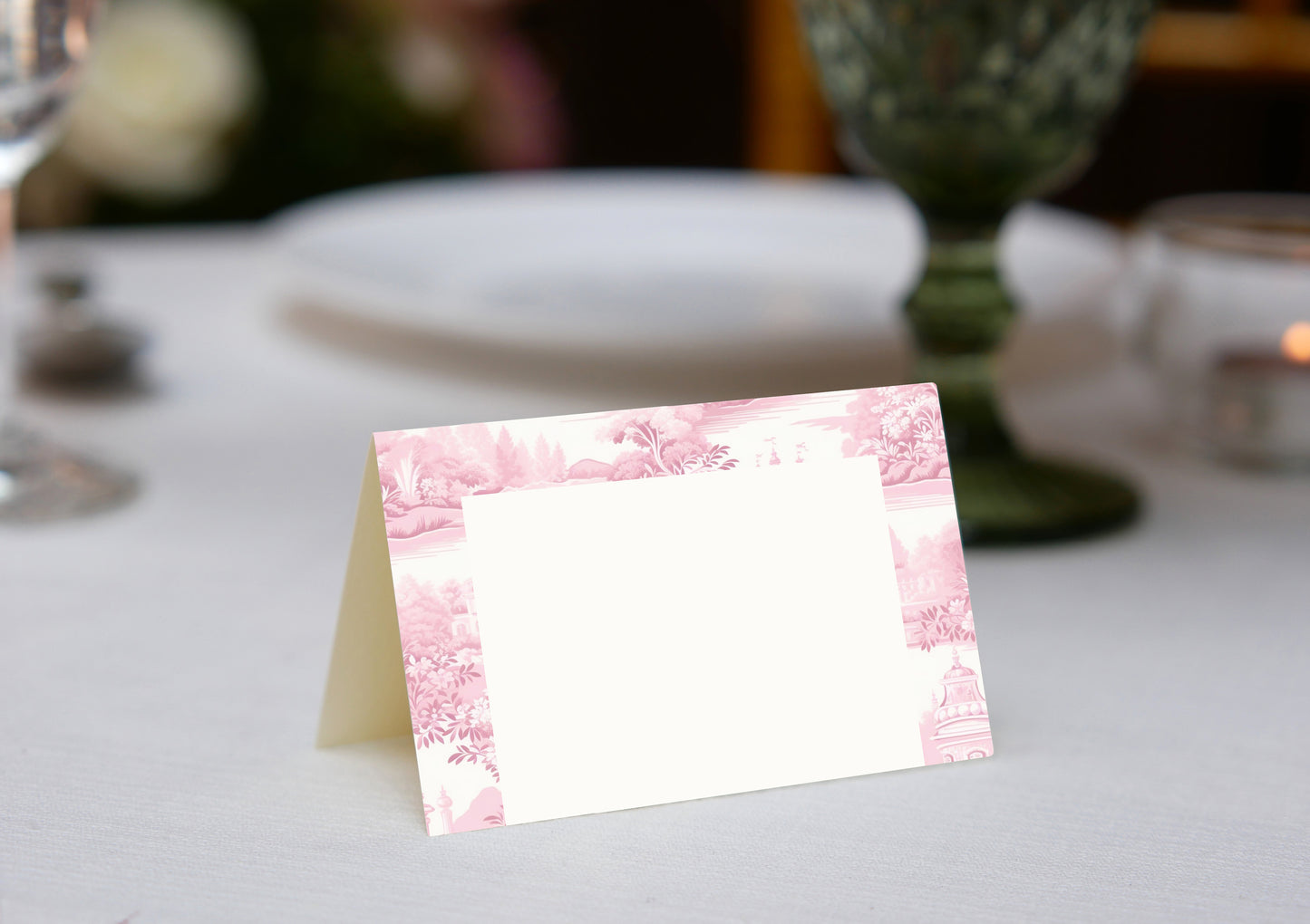 Pink Toile Place Cards