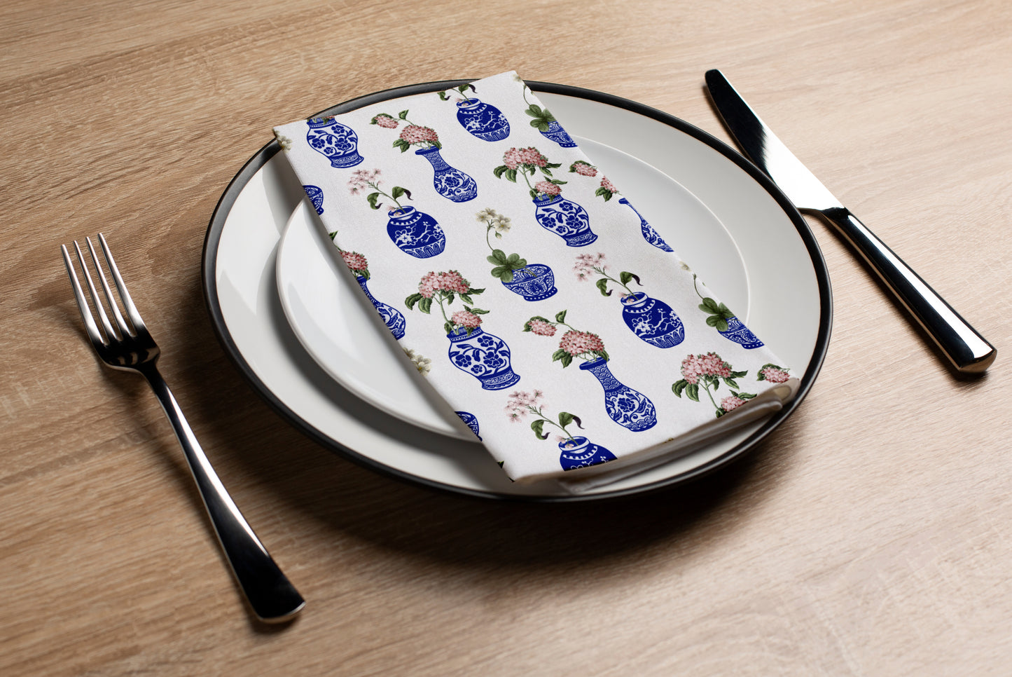 Chinoserie Hydrageas - Printed Guest Towel