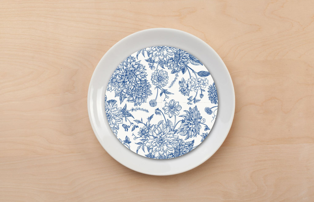 Blue Chrysanthemums Plate Accent