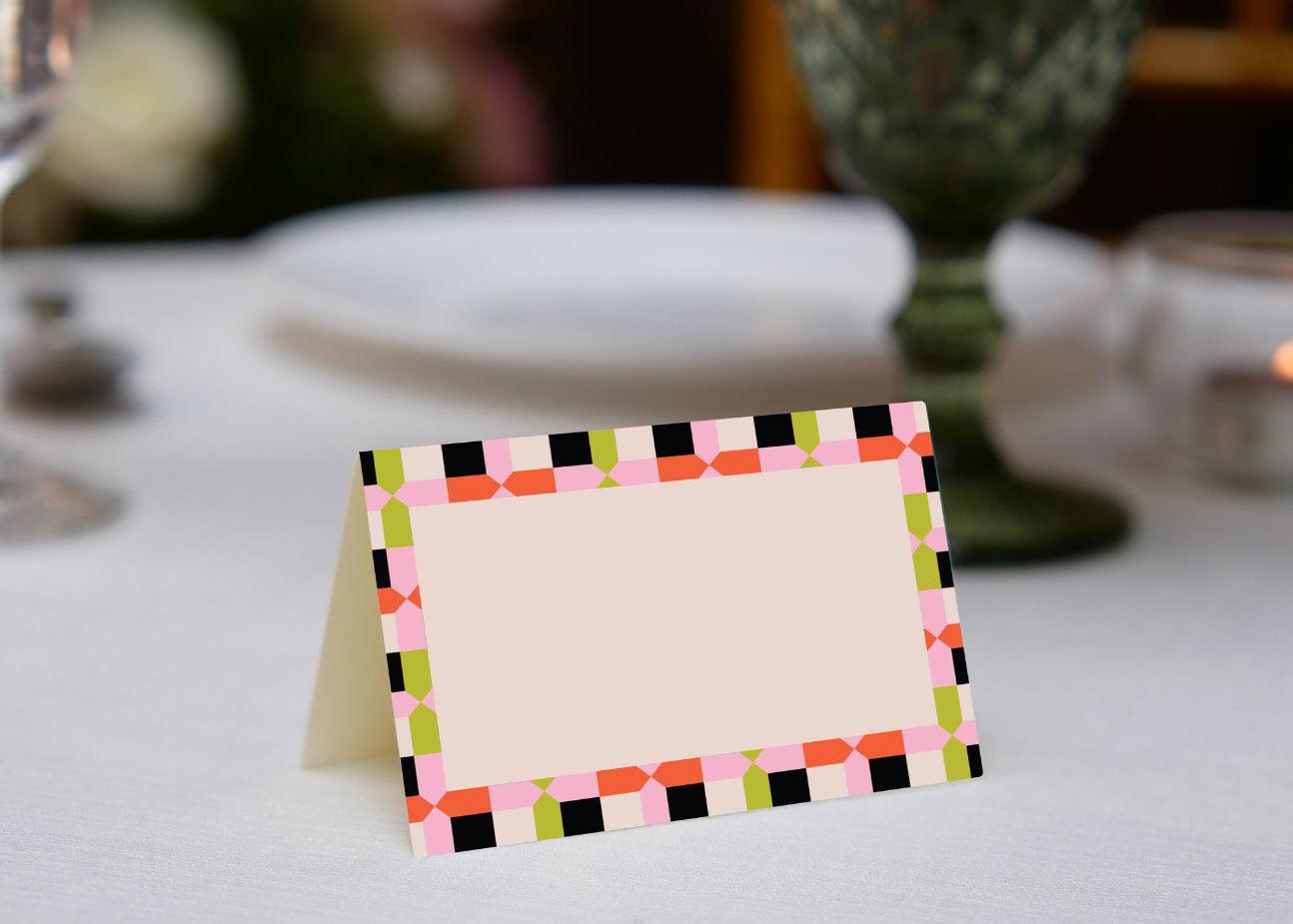 Retro Check Place Cards