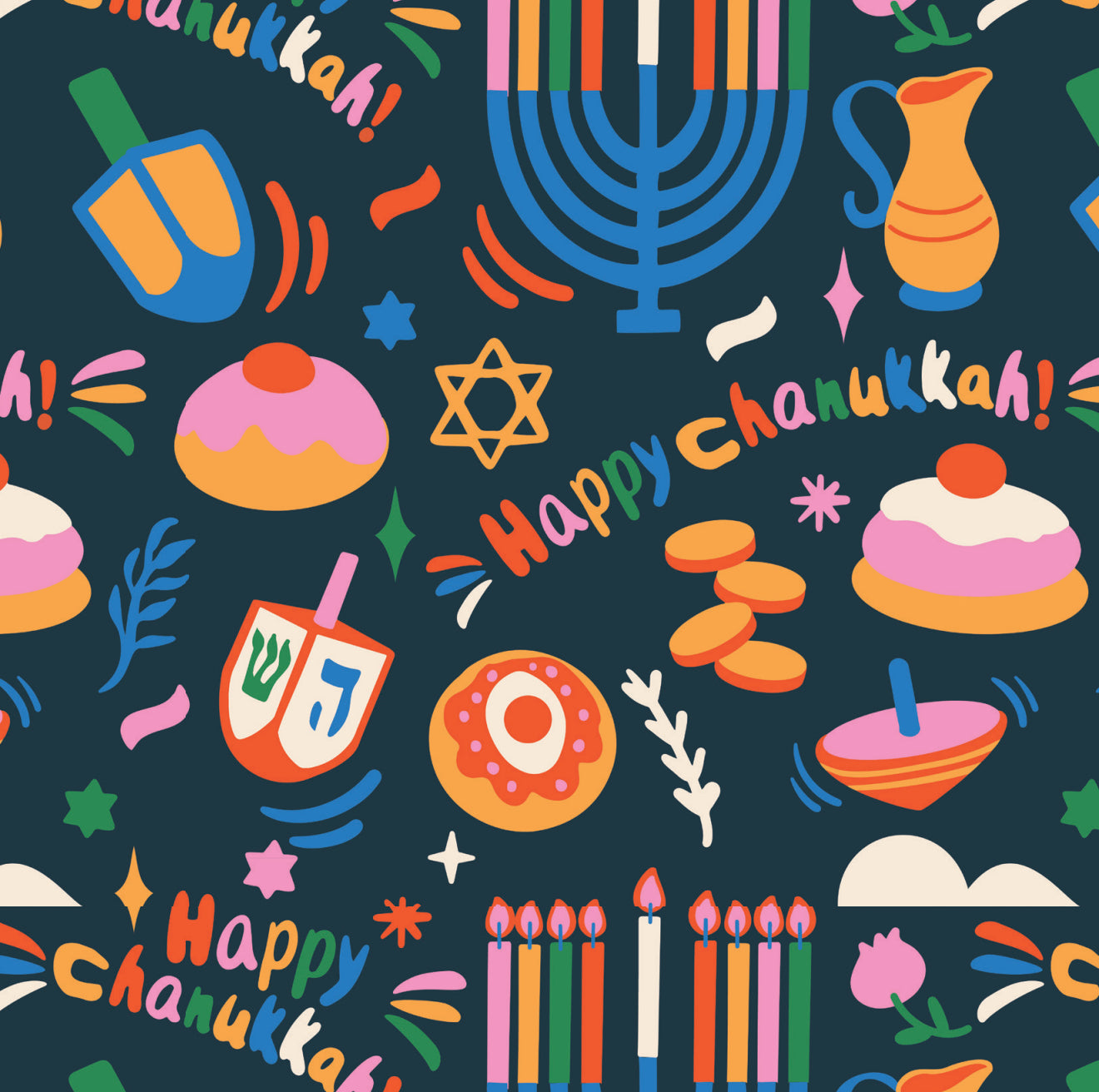 Rainbow Chanukah Cocktail Napkin