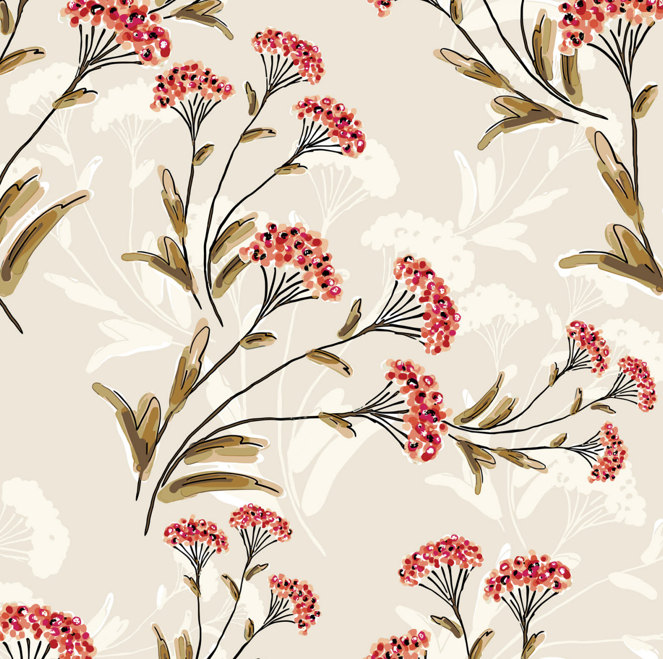 Winter Berry Floral Cocktail Napkin