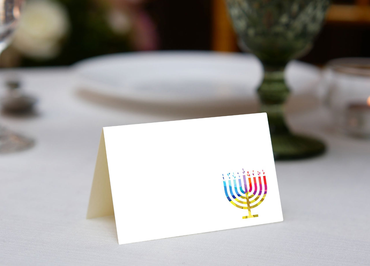 Vibrant Menorah Place Cards