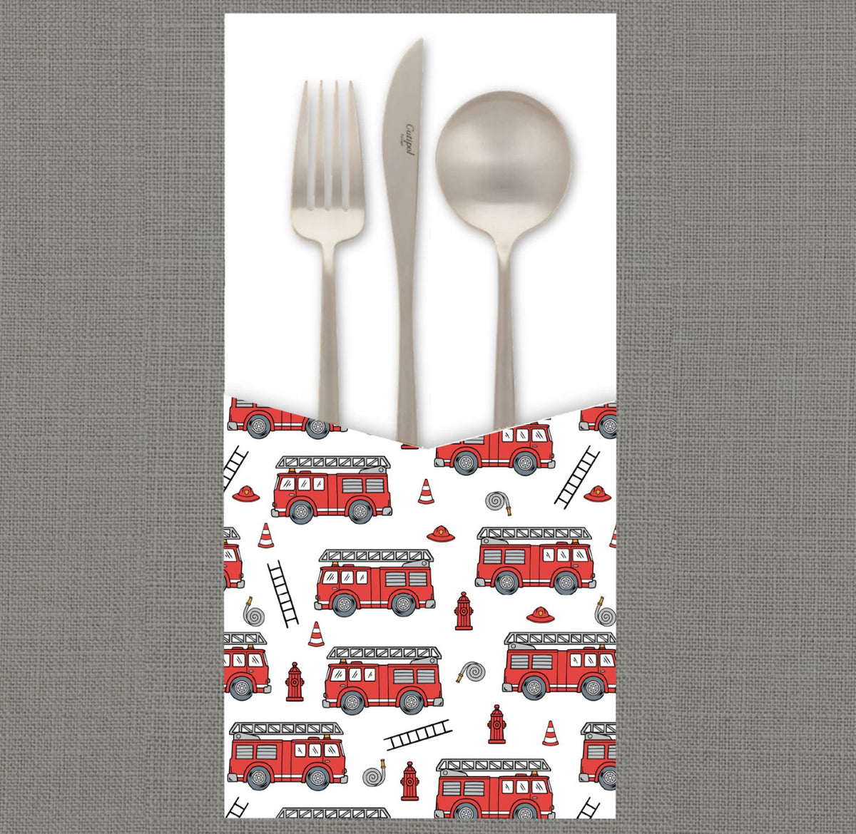 Fire Trucks Cutlery Pouch