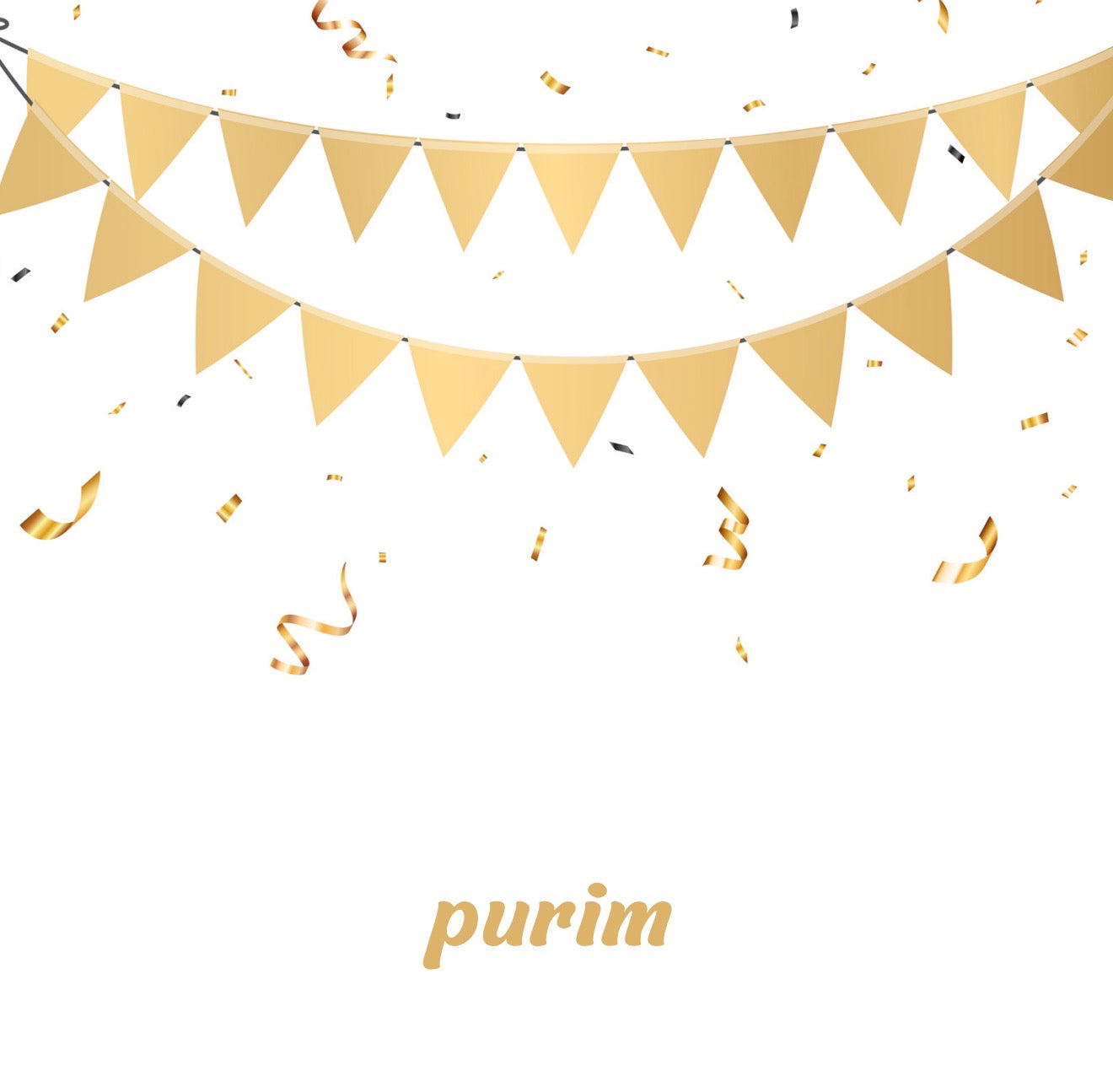 Gold Purim Banner Cocktail Napkin