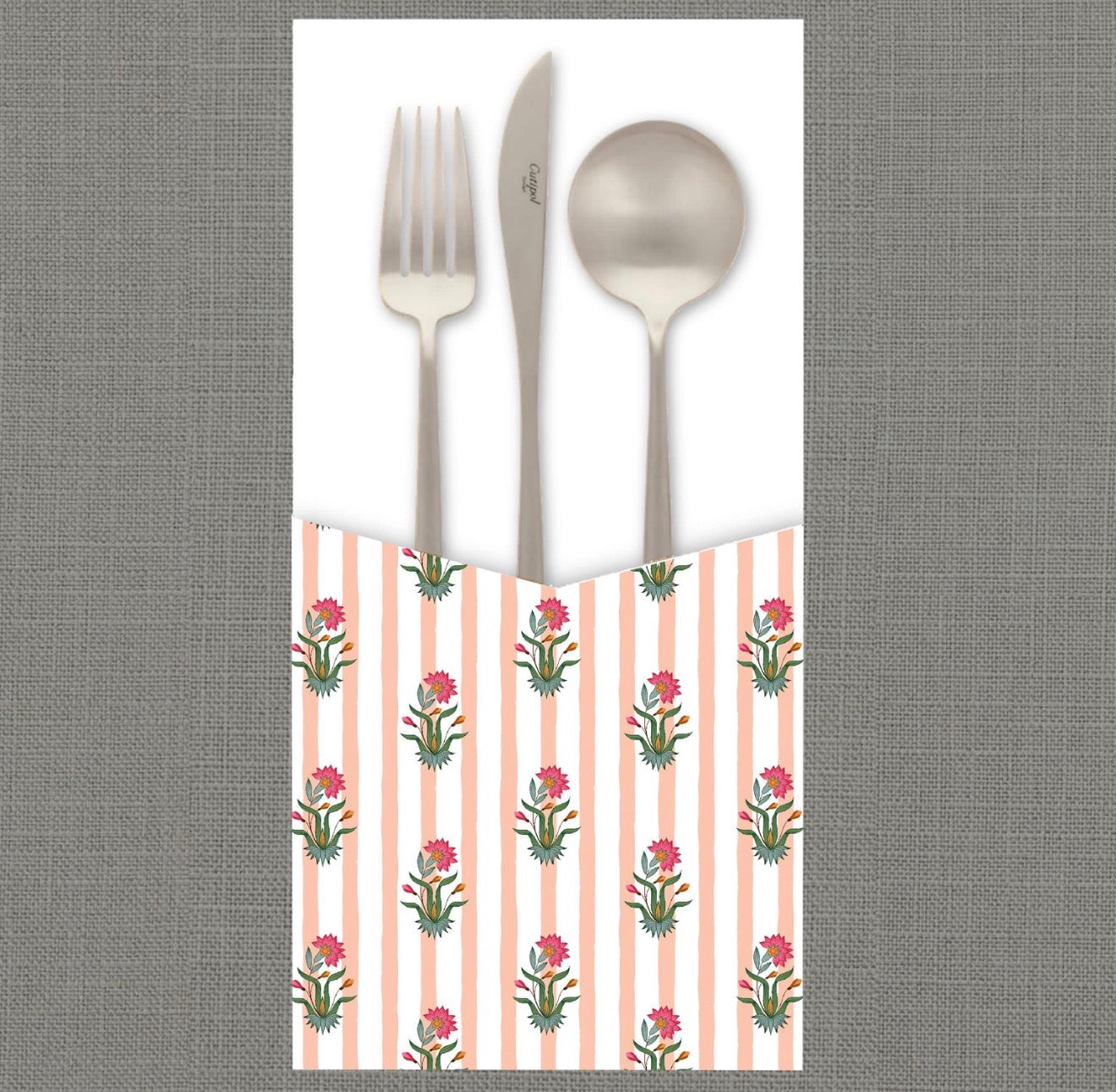 Floral Stamp Cutlery Pouch