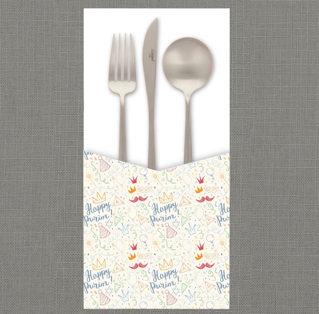 Purim Scribble Cutlery Pouch