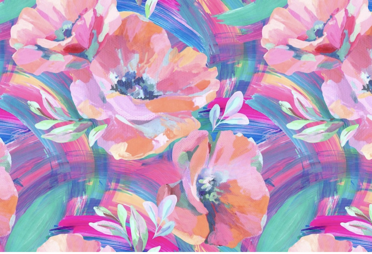 Neon Brushstroke Flowers - Placemat