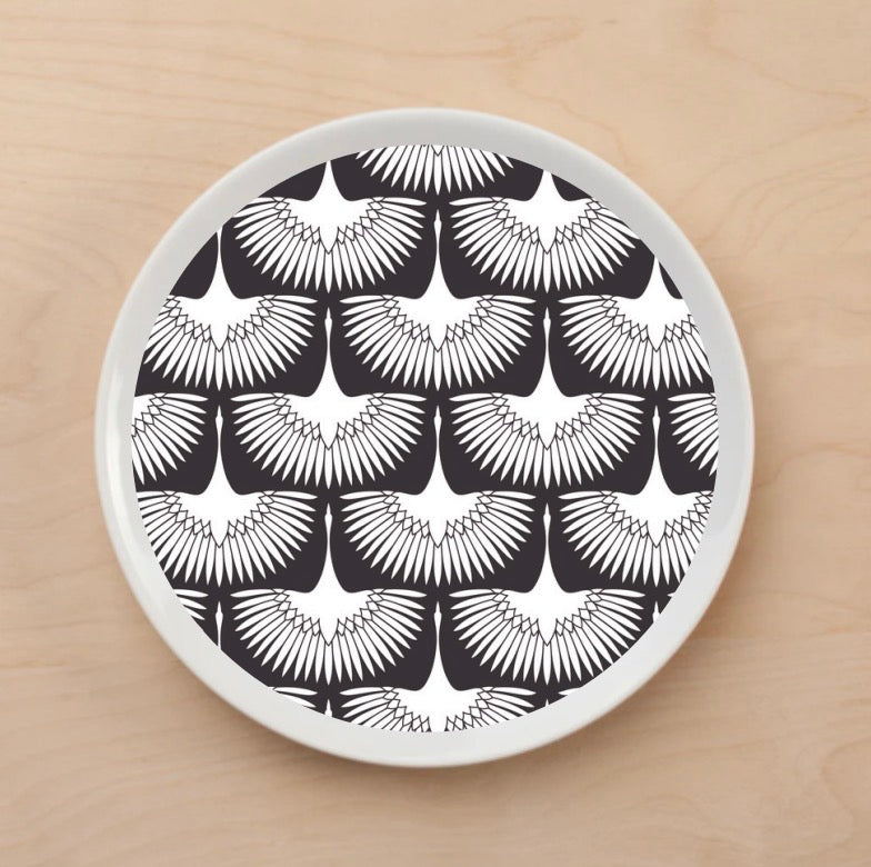 Flying Swans Black Plate Accent