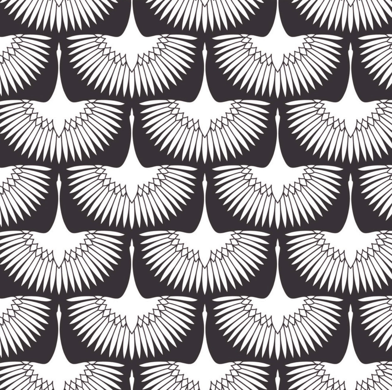 Flying Swans Black Cocktail Napkin