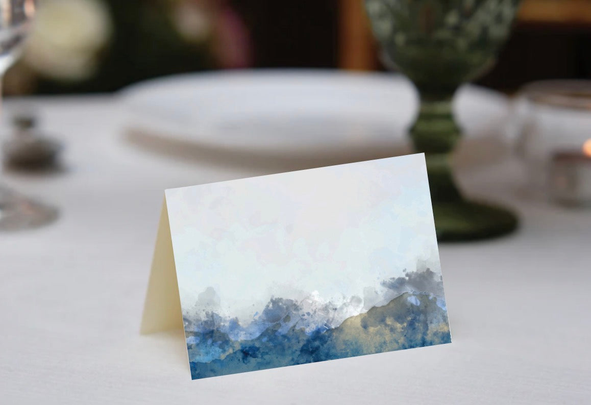 Blue Watercolor Passover Place Cards