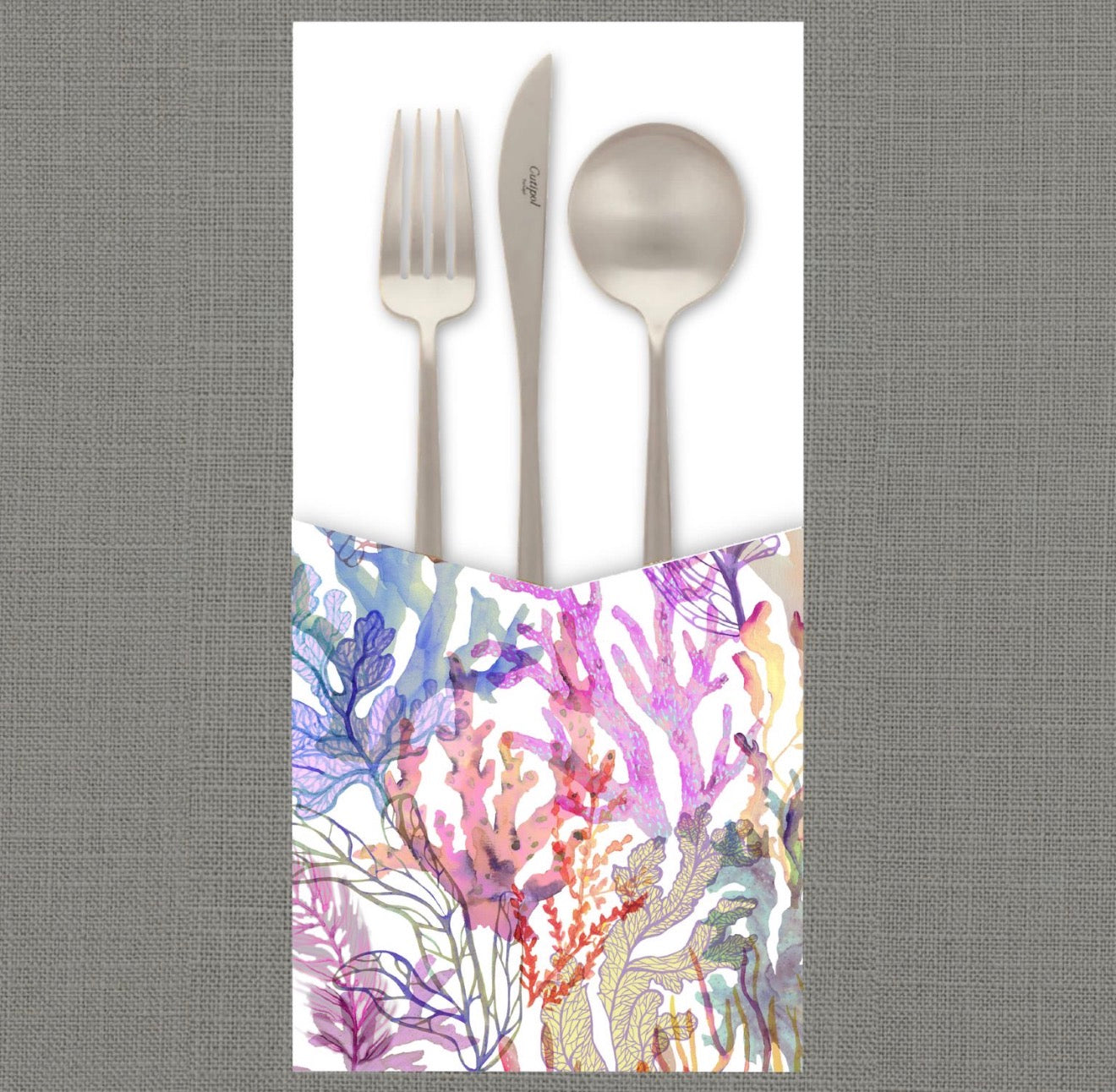 Watercolor Coral Cutlery Pouch