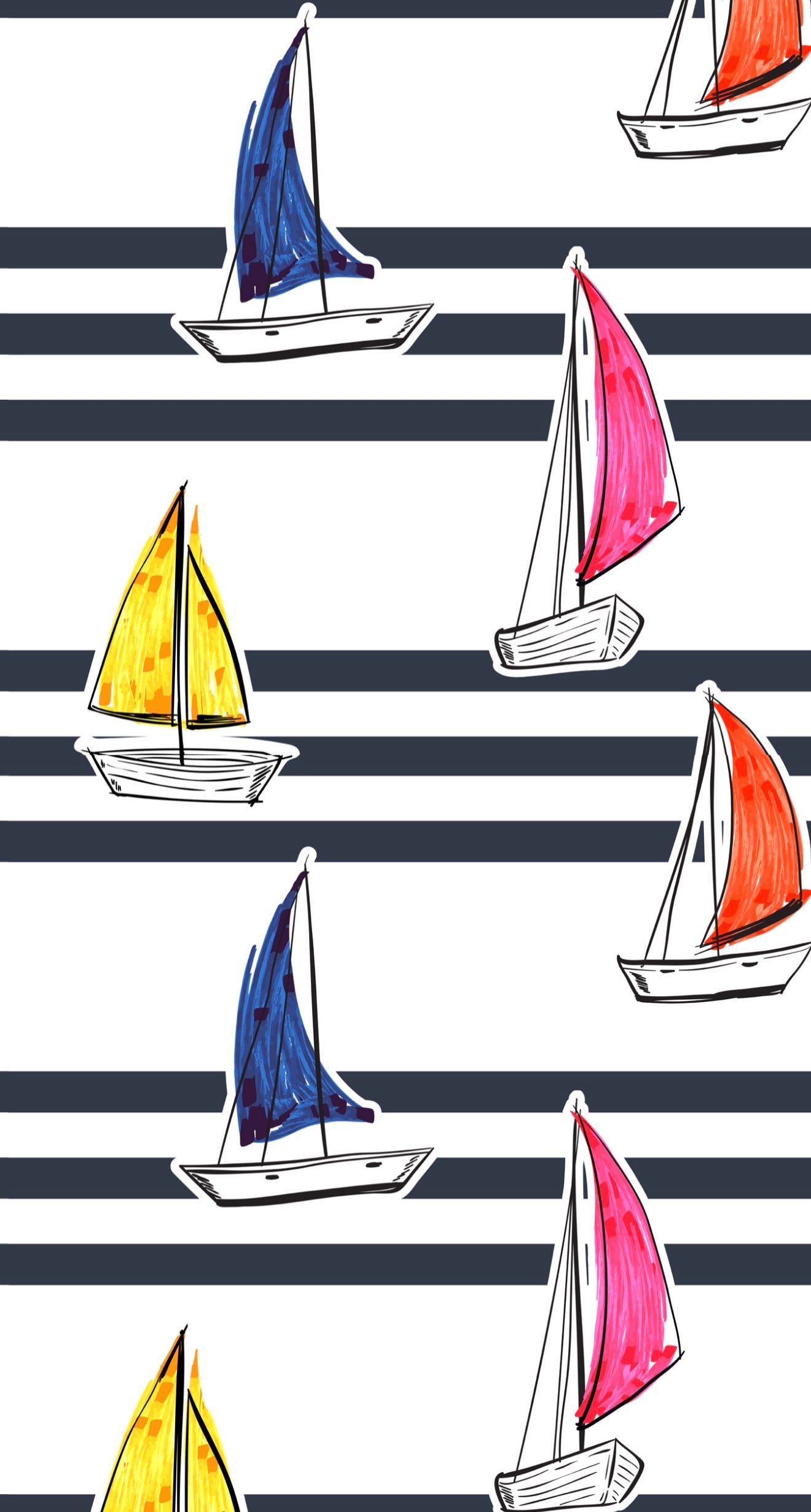 Sailboats - Printed Guest Towel