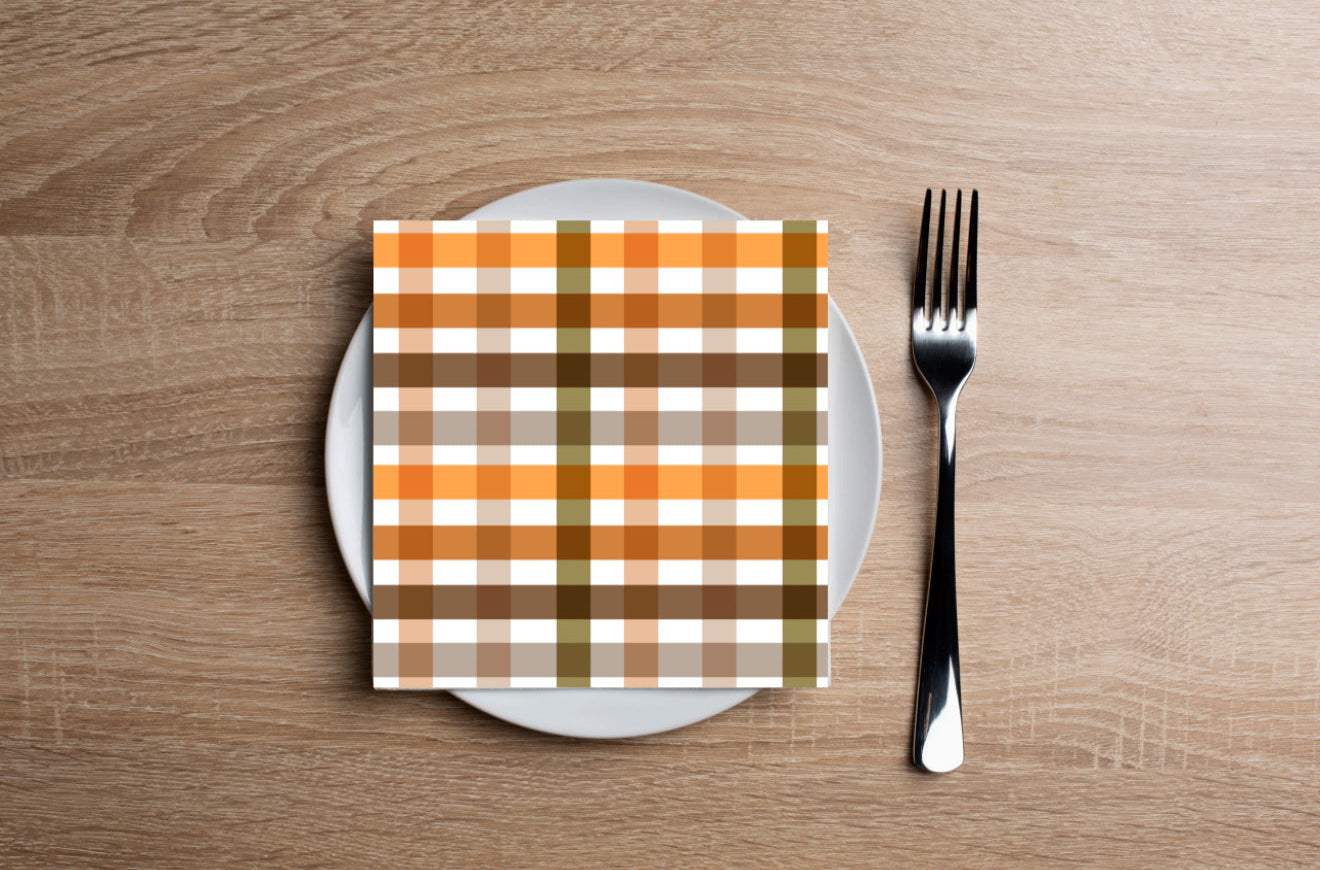 Autumn Gingham Cocktail Napkin