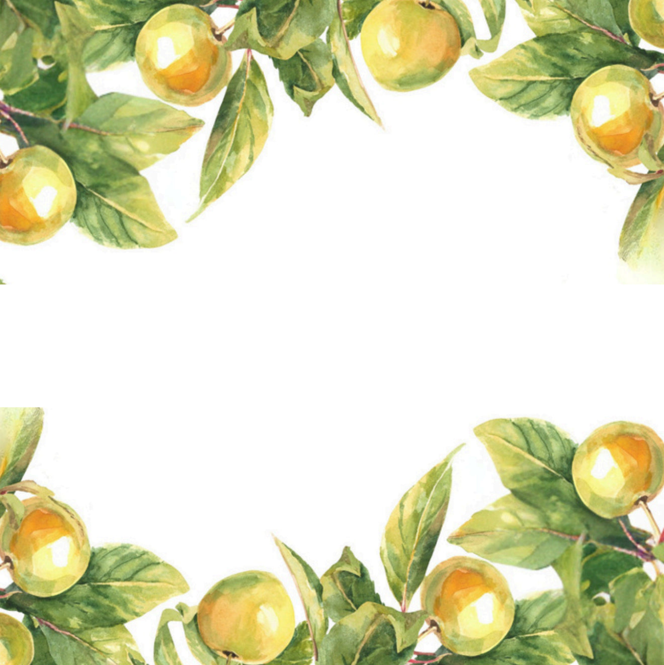 Watercolor Apple Frame Cocktail Napkin