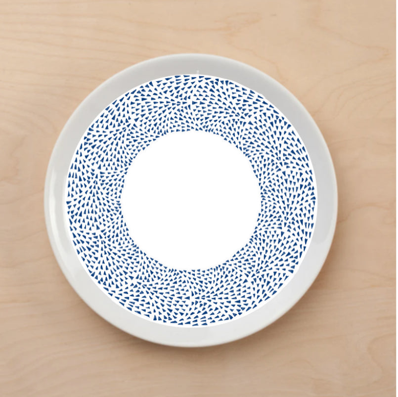Blue Geometric Wreath Plate Accent