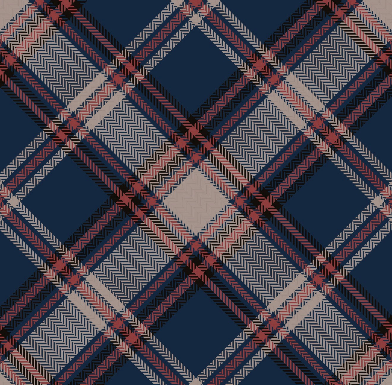 Navy Plaid Cocktail Napkin