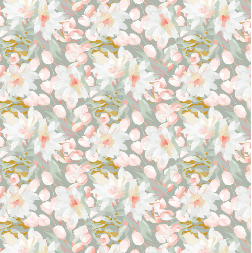 Painted Flowers Mint - Charger - (SQUARE)