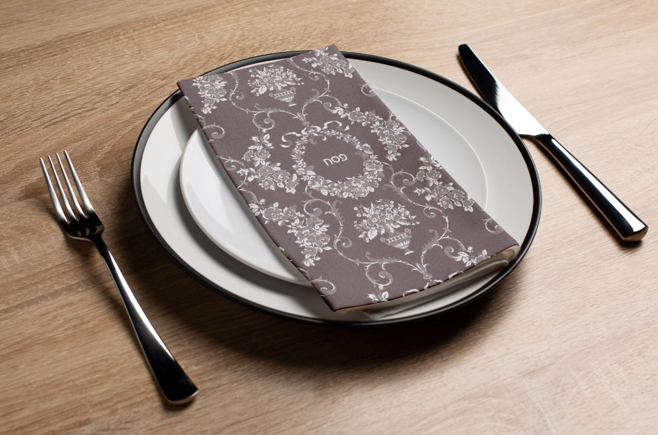 Pesach Lace Taupe - Printed Guest Towel