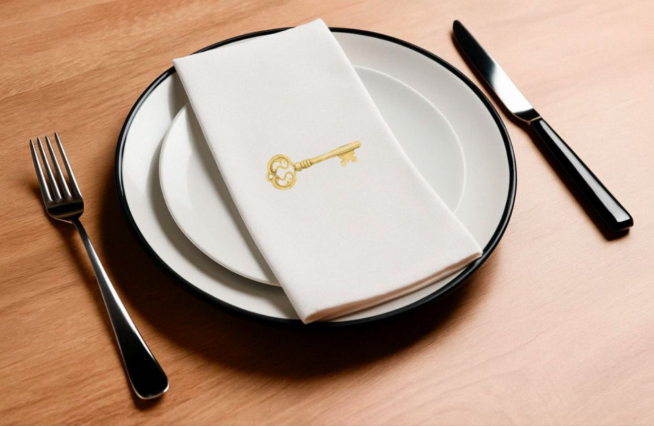 Vintage Key Gold - Printed Guest Towel