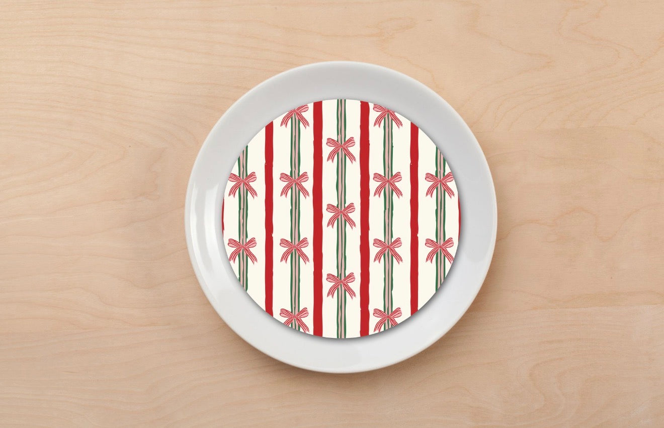 Christmas Ribbons Plate Accent