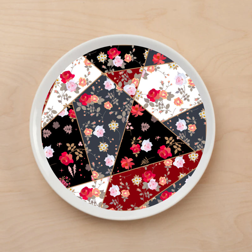 Patchwork Rose Plate Accent