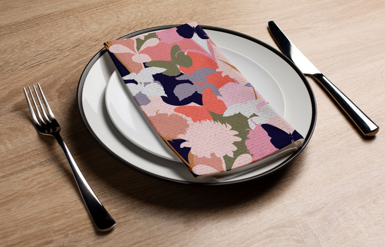 Butterfly Flower Silhouette - Printed Guest Towel