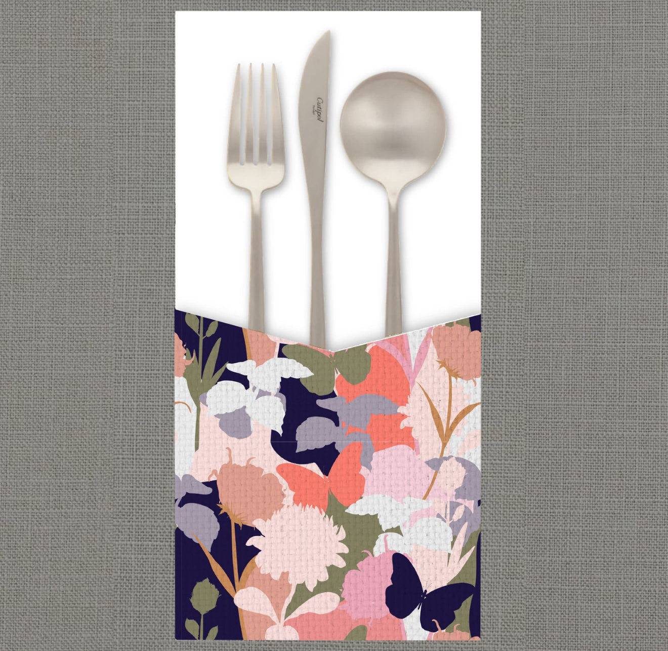Butterfly Flower Silhouette Cutlery Pouch