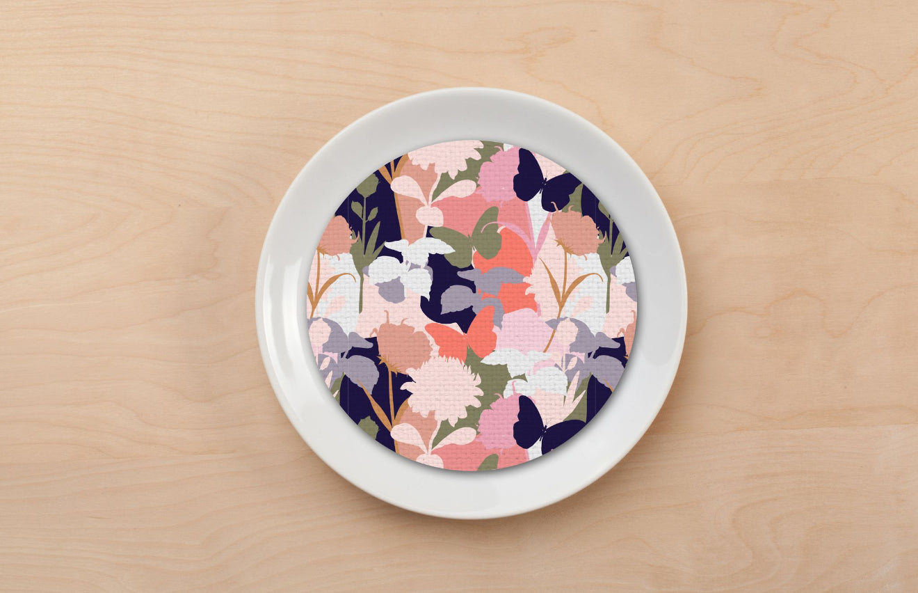 Butterfly Flower Silhouette Plate Accent
