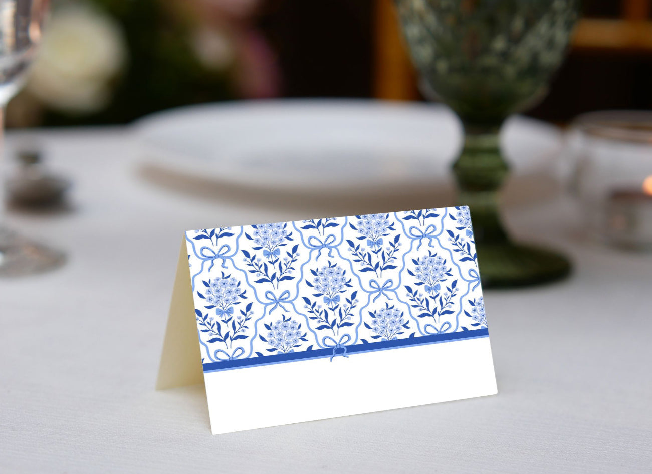 Cornflower Damask Place Cards