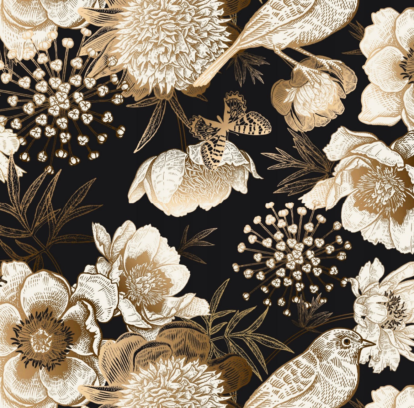 Vintage Gilded Foliage Cocktail Napkin