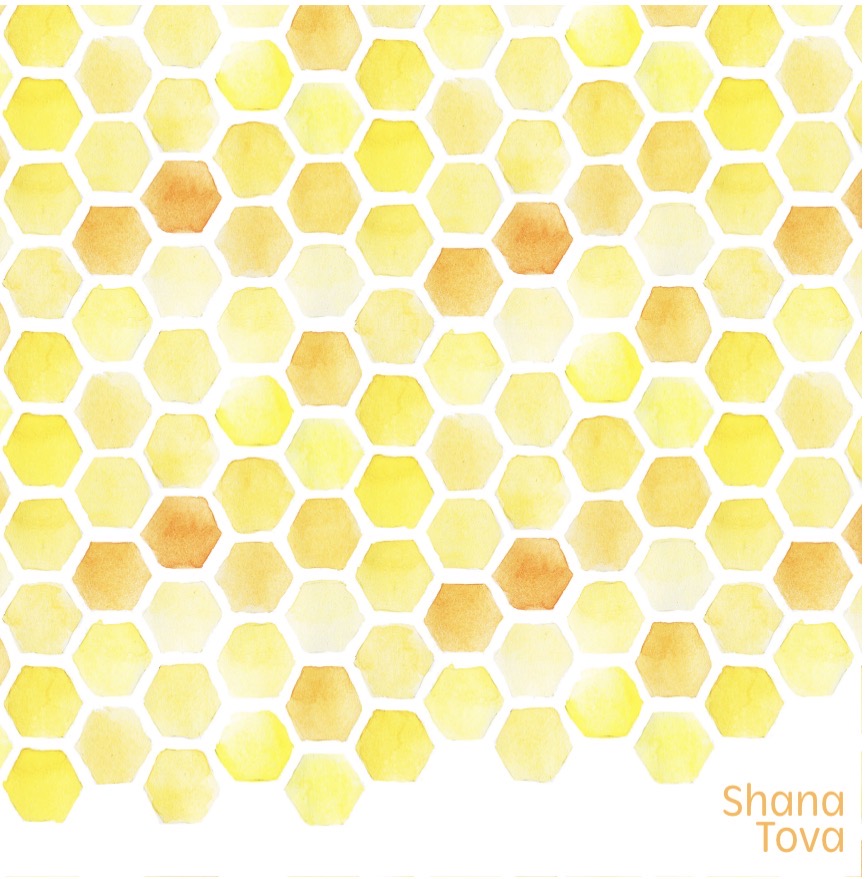 Yellow Honeycomb Shana Tova English - Charger - (SQUARE)